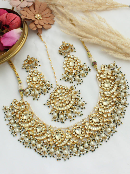 Alwar Bib Necklace Set - Gold