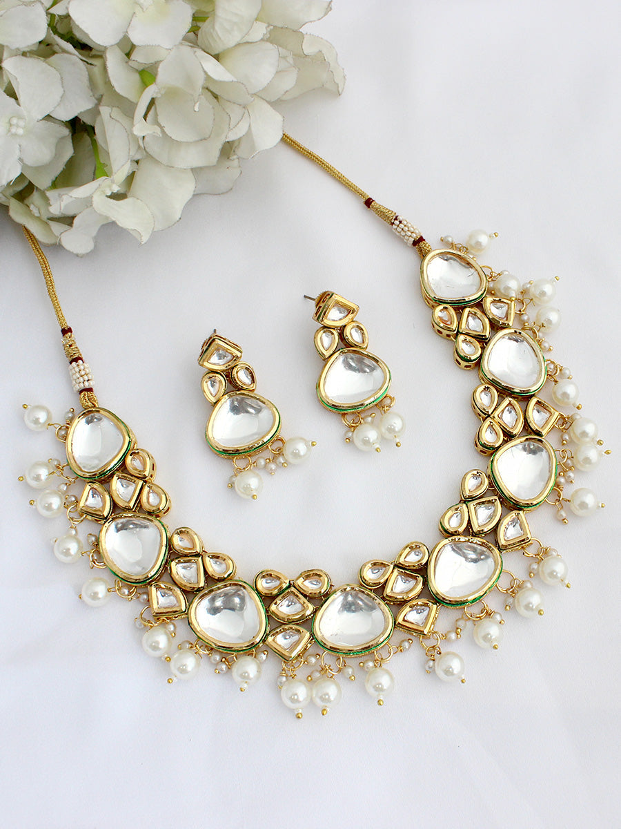 Sanchi Necklace Set - White