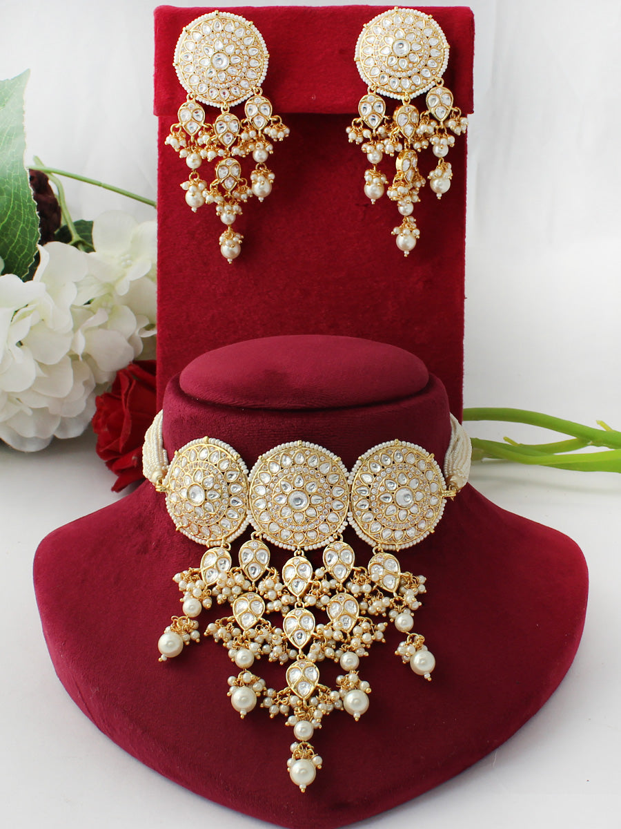 Peshawar Necklace Set-White