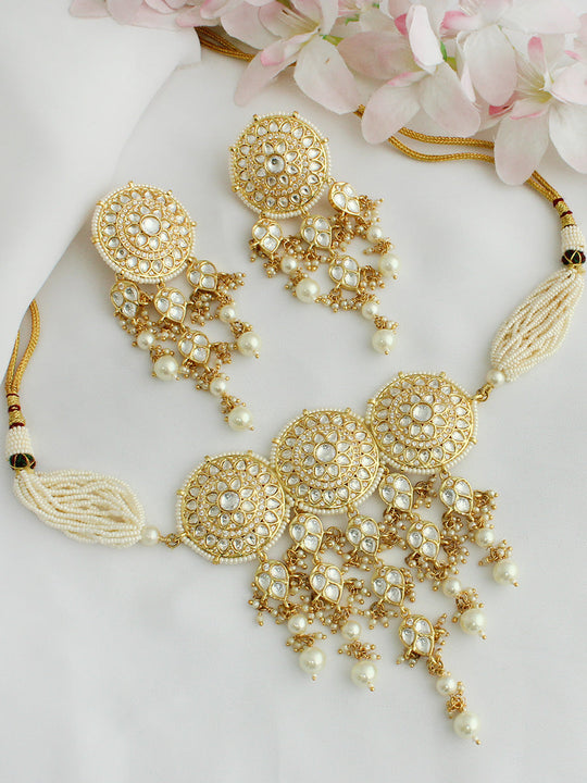 Peshawar Necklace Set-White