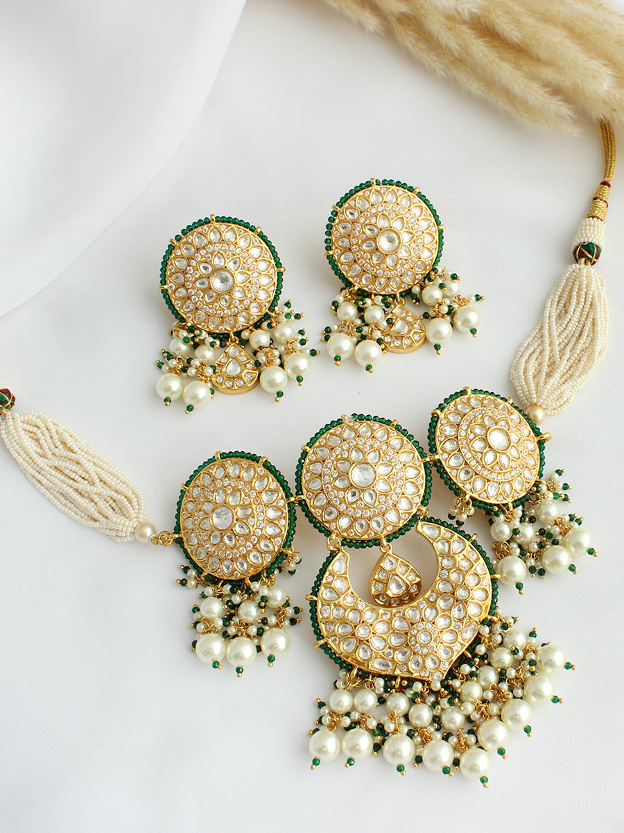 Ahmedabad Choker Necklace Set - Green