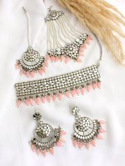 Seerat Necklace Set-Pastel Pink