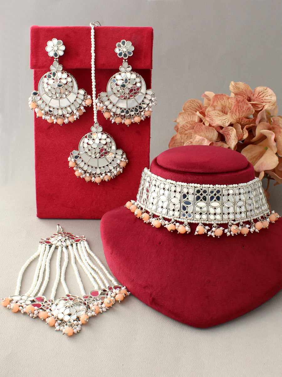 Seerat Necklace Set-Peach