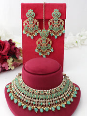 Aradhna Necklace Set-Mint Green