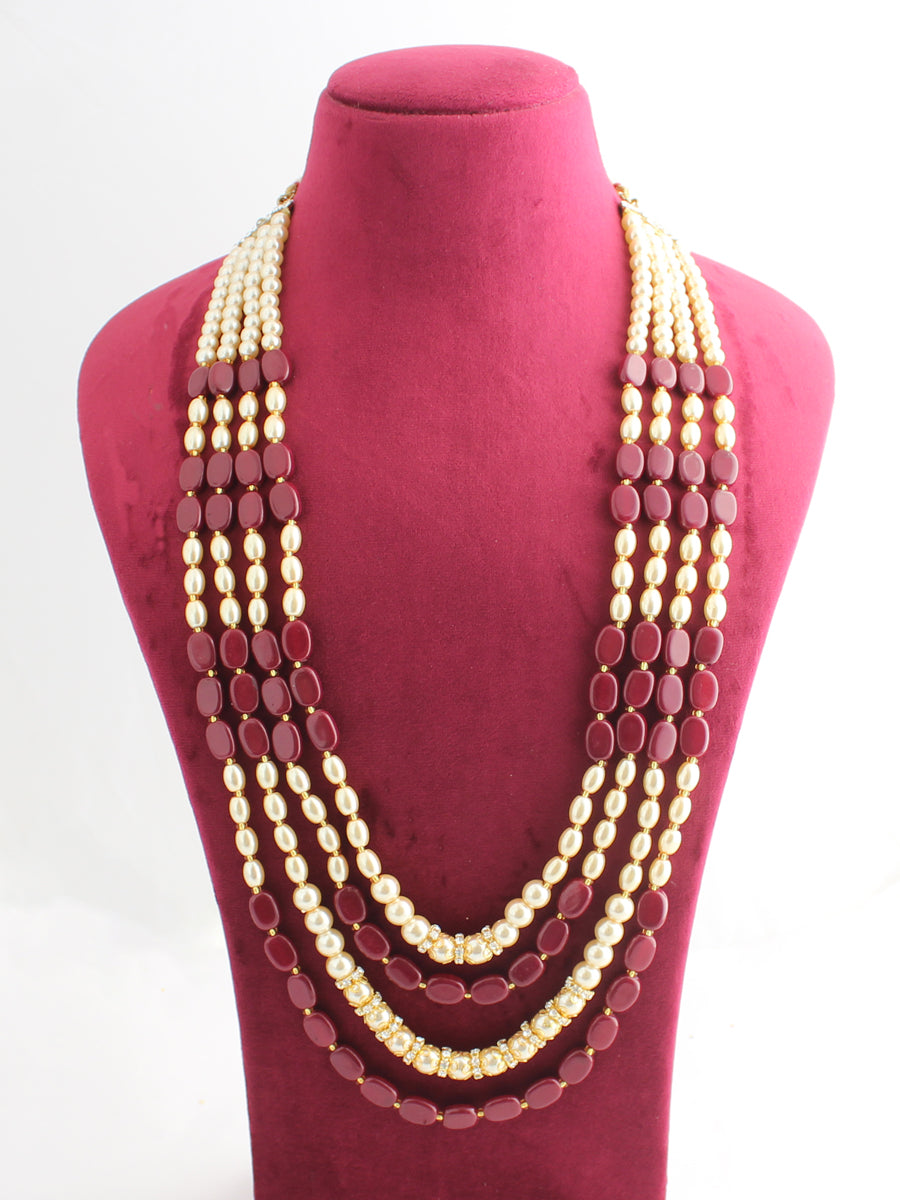 Piyush Groom Necklace-Dark Maroon