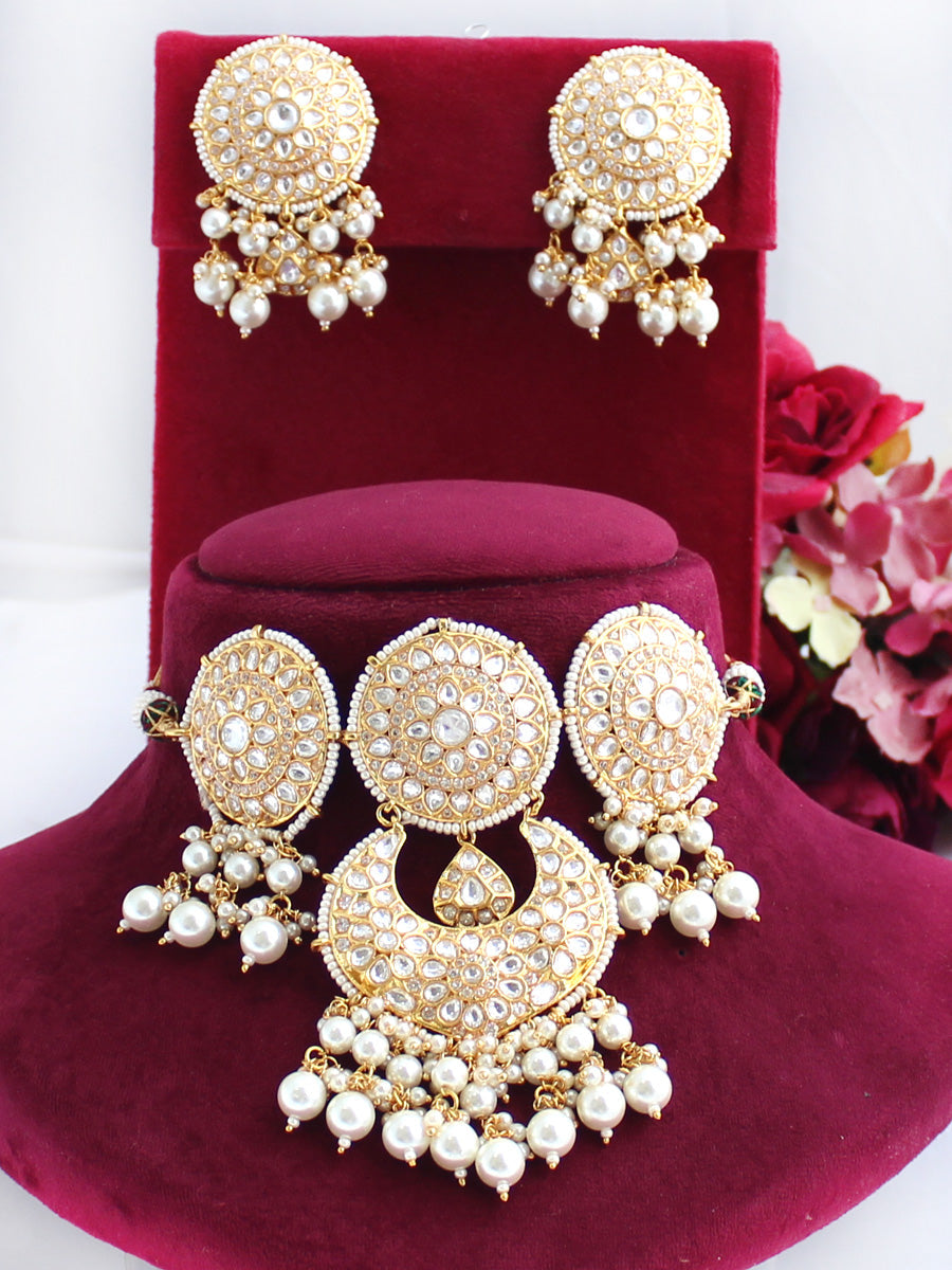 Ahmedabad Choker Necklace Set-White