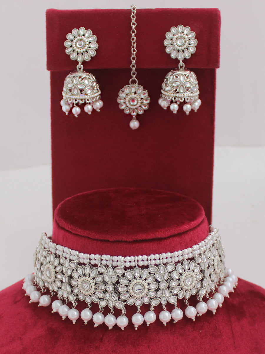 Sana Necklace Set-Silver