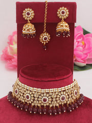 Sana Necklace Set-Maroon