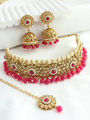 Sana Necklace Set - Ruby Pink