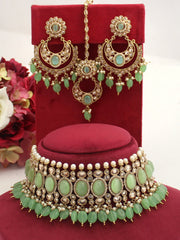 Akansha Necklace Set-Mint Green