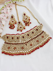 Artika Mirror Necklace Set - Maroon