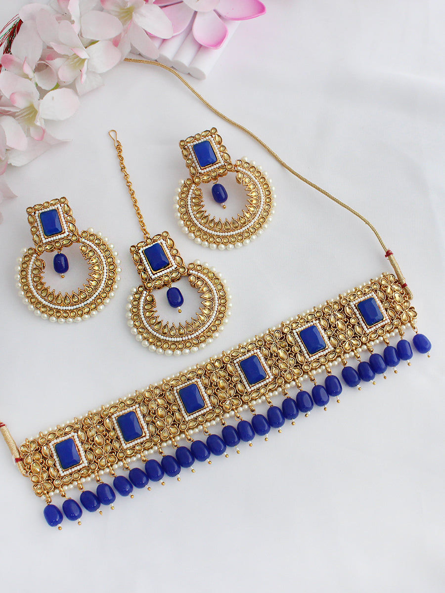 Avneet Necklace Set-Blue