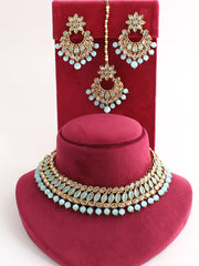 Pranavi Necklace Set-Pastel Blue