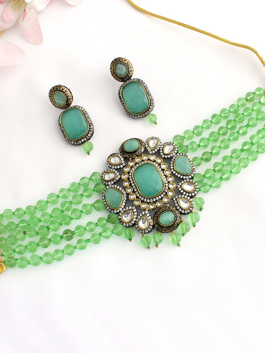 Udita Necklace Set-Mint Green