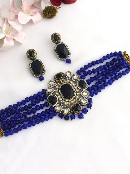 Udita Necklace Set-Blue