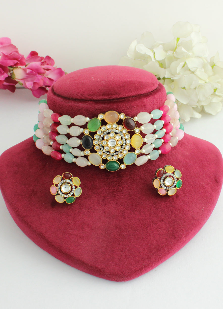 Saanvi Necklace Set-multicolor