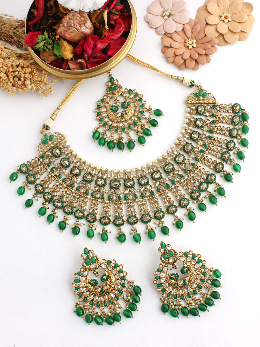 Himanshi Necklace Set -Green