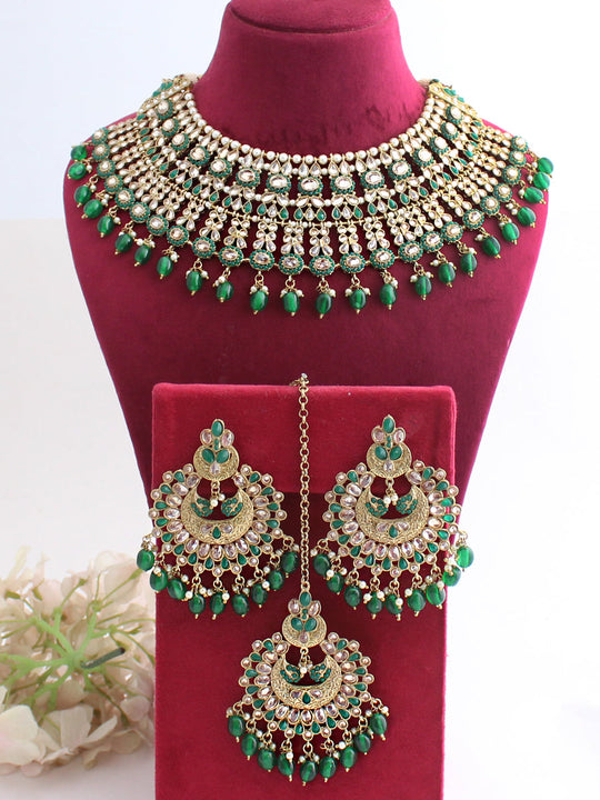 Himanshi Necklace Set-Green