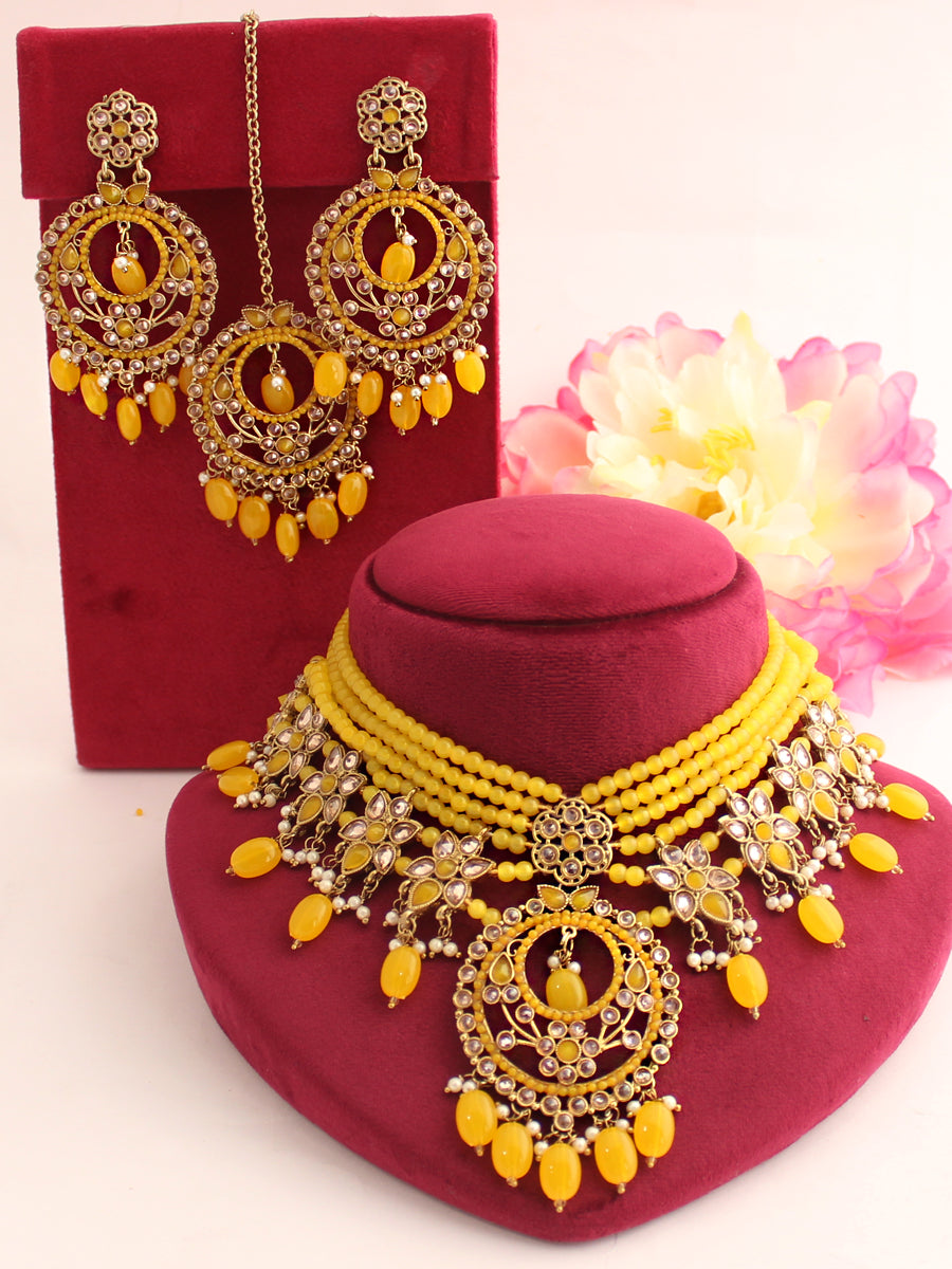 Samia Necklace Set-Yellow