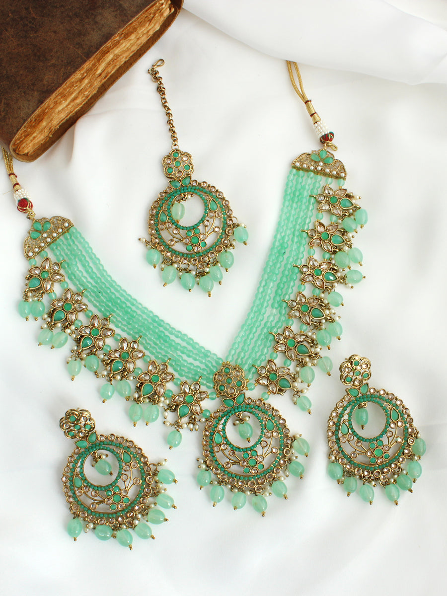 Samia Necklace Set-Sage Green