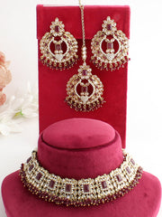 Avika Necklace Set-Maroon