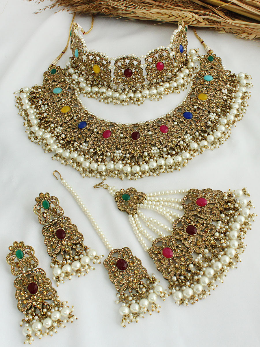 Shahida Necklace Set-Multicolor