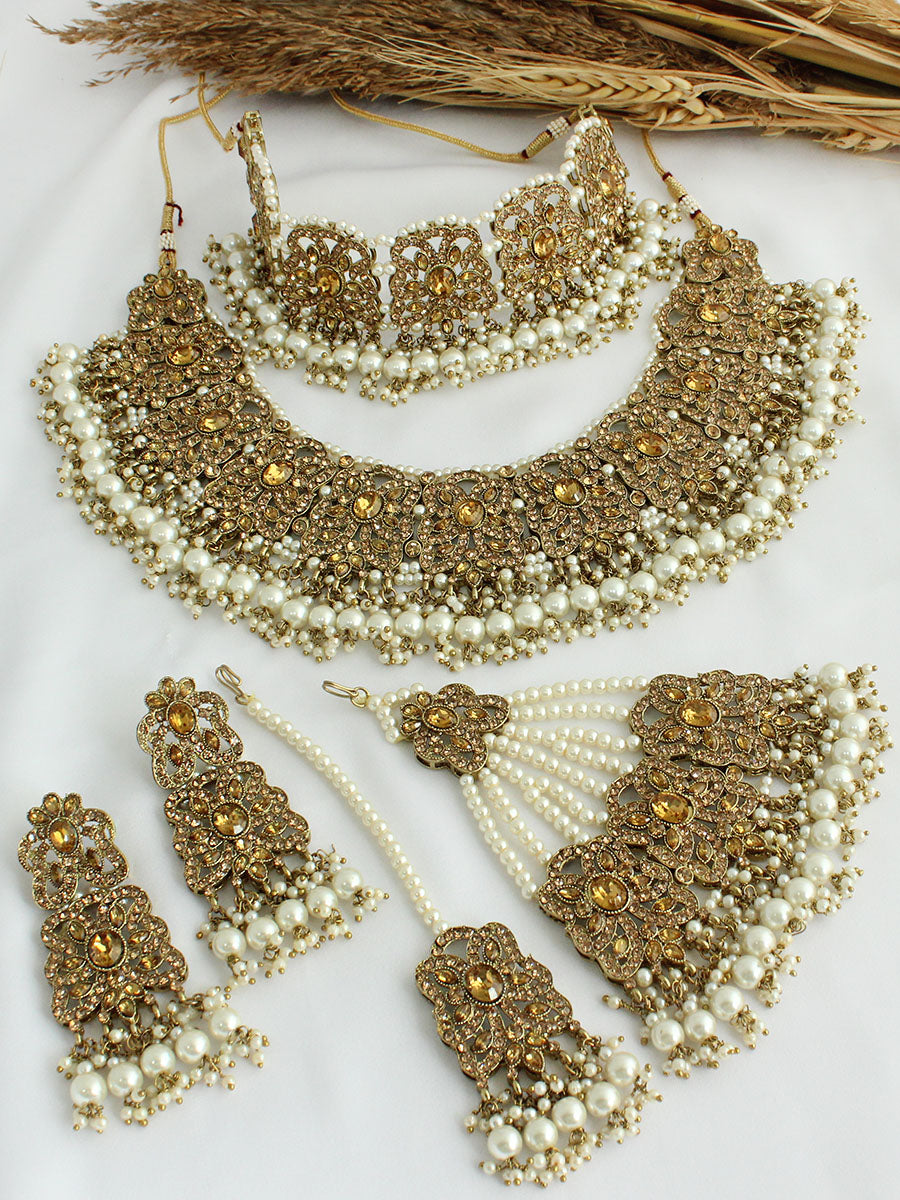 Shahida Necklace Set- Golden