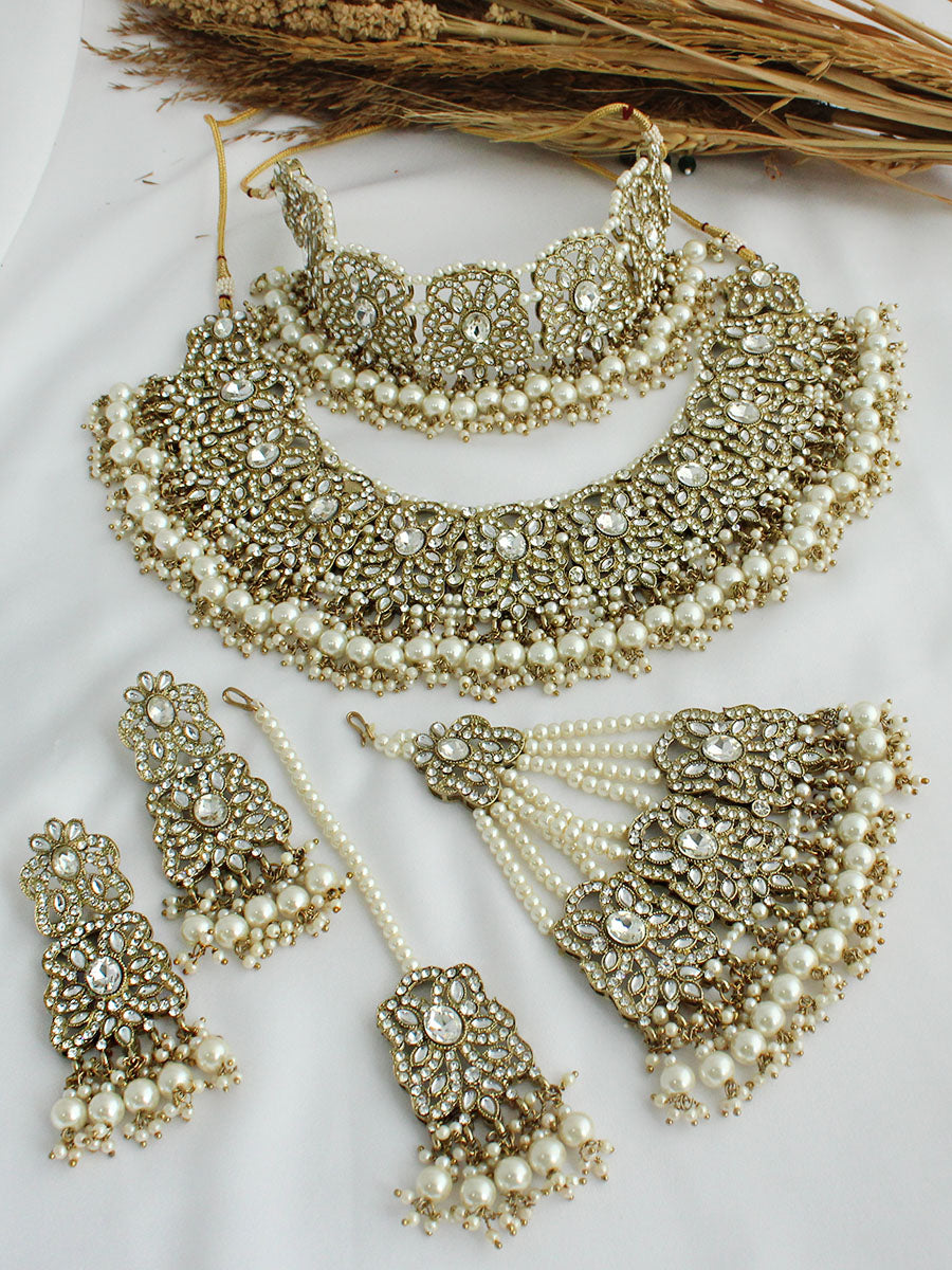 Shahida Necklace Set-White