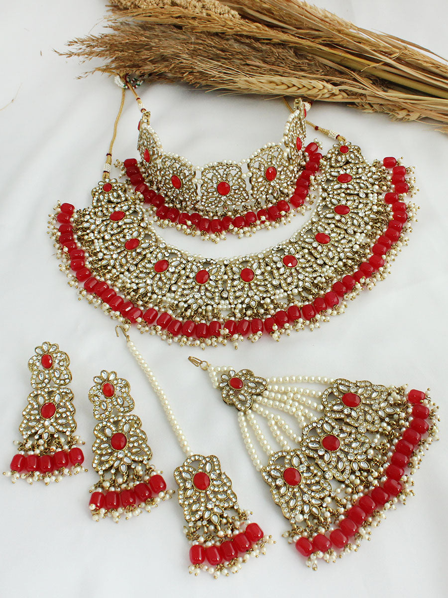 Shahida Necklace Set - Red