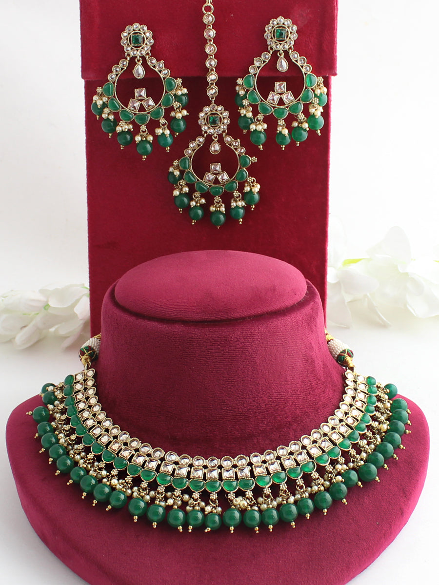 Jiya Necklace Set-Green