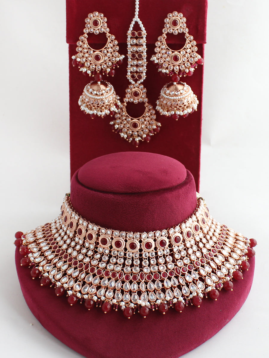 Nimrat Necklace Set-Maroon