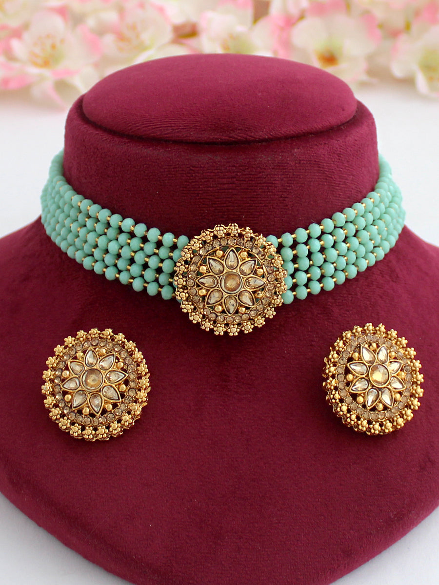 Kaynat Necklace Set-Mint Green