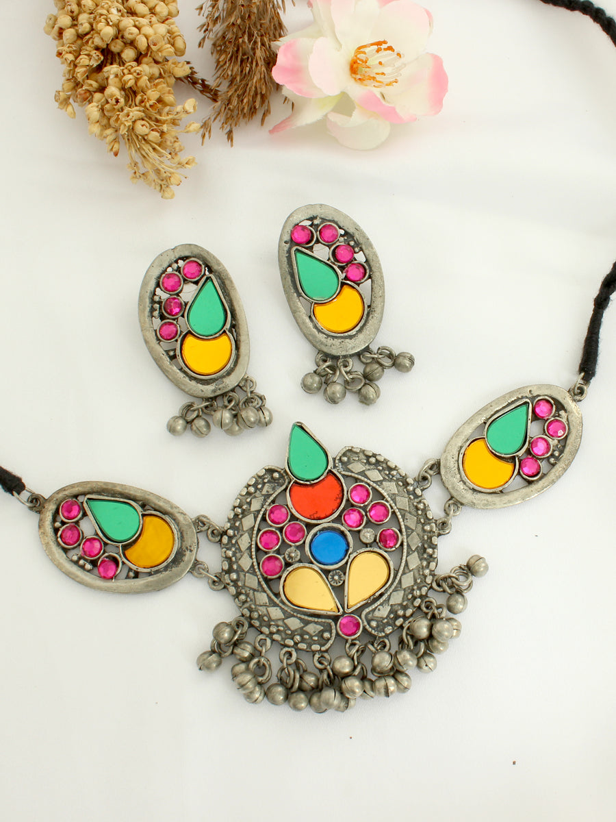 Noori Necklace Set-Multicolor