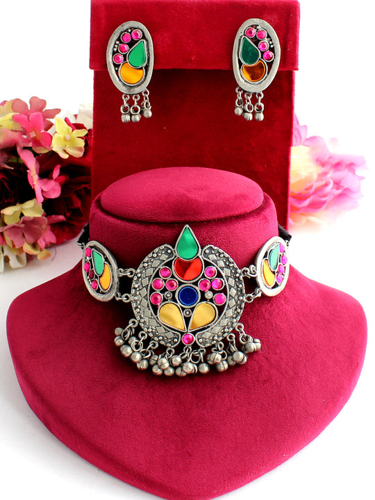 Noori Necklace Set-Multicolor