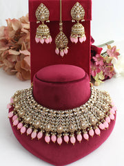 Suhana Necklace Set-Pastel pink