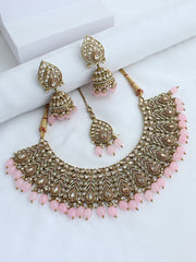 Suhana Necklace Set-Pastel pink