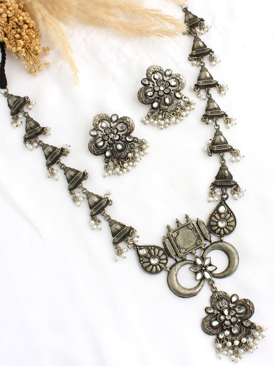 Keyuri Necklace Set-Antique silver