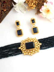 Anvi Necklace Set-Navy Blue