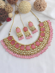 Sandhya Necklace Set-Pastel Pink