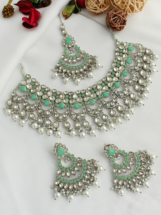 Shaiza Necklace Set - Mint Green