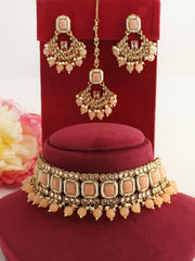 Mahira Necklace Set-Peach