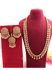 Chetna Long Necklace Set-Peach