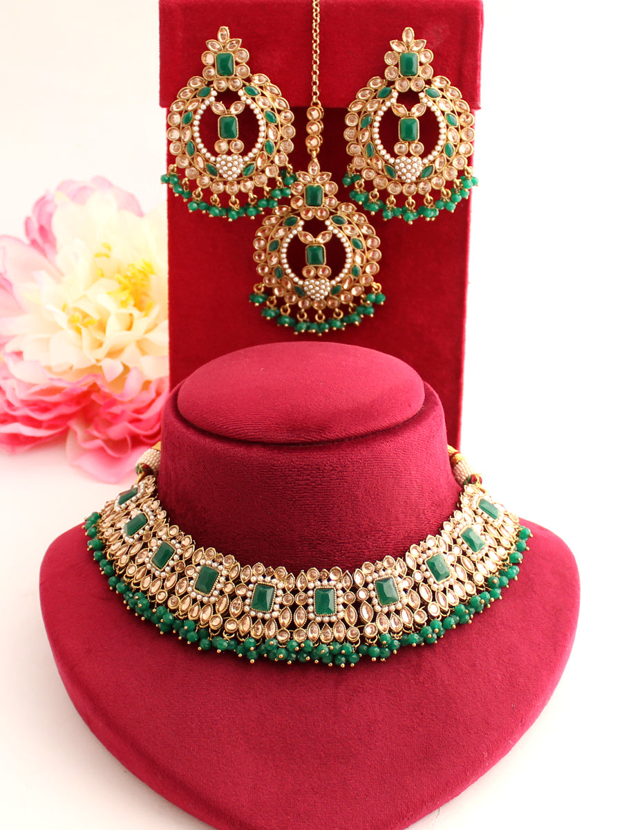 Ramsha Necklace Set-Green