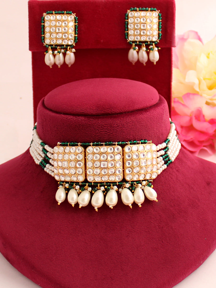 Ruhi Necklace Set-Green