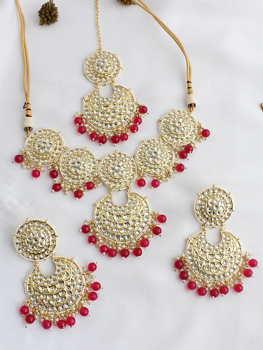 Aadhya Necklace Set - Hot Pink