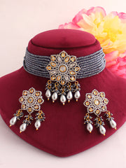 Chaaya Necklace Set-Grey