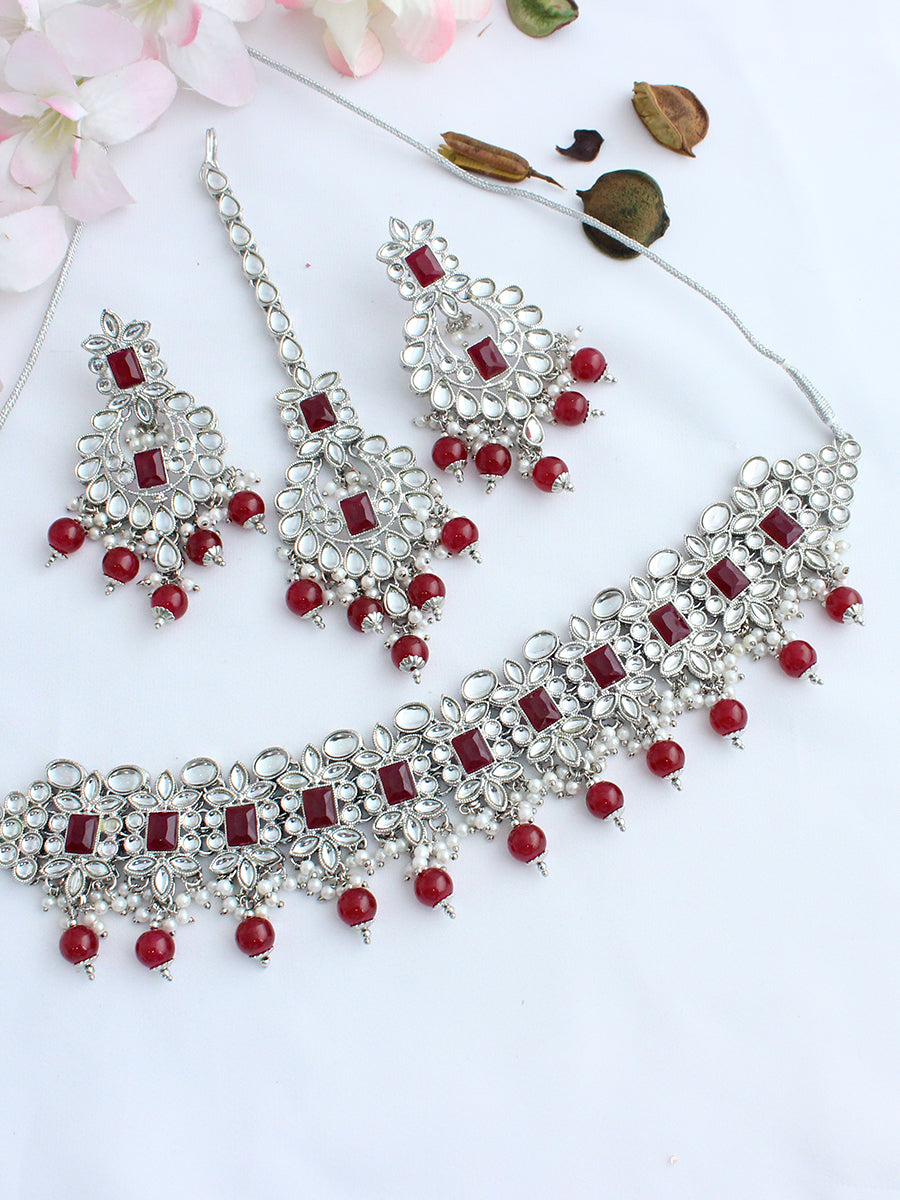 Iraj Necklace Set-Maroon