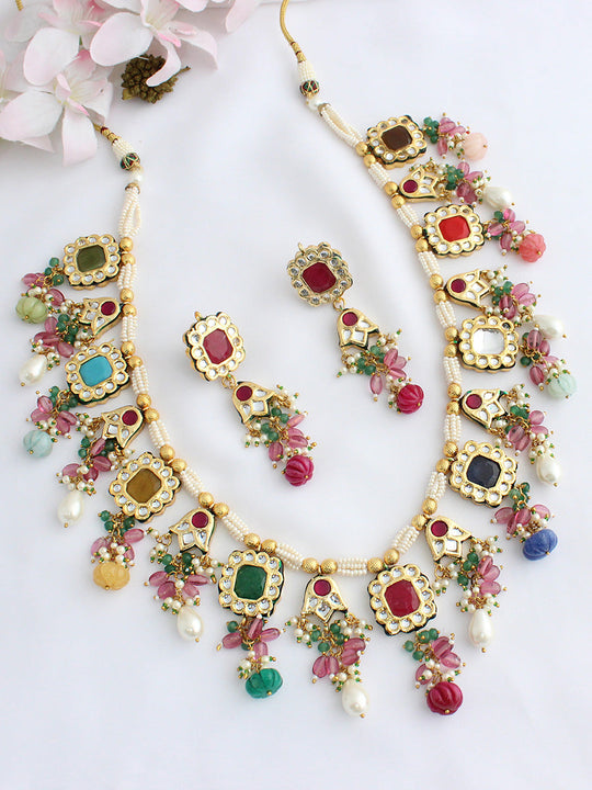 Samakshi Long Necklace Set-Multicolor