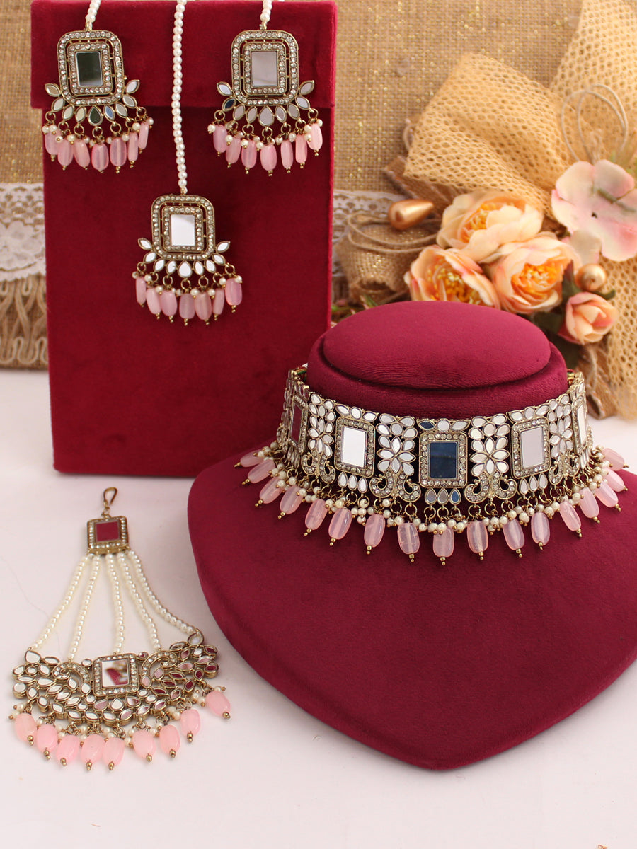 Sargun Necklace Set-Pastel Pink