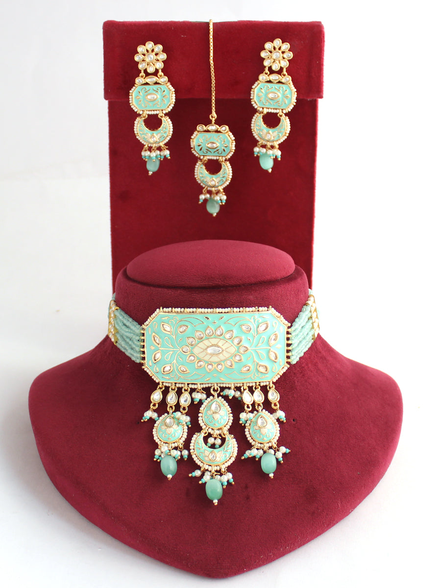 Ratnagiri Necklace Set-Mint Green